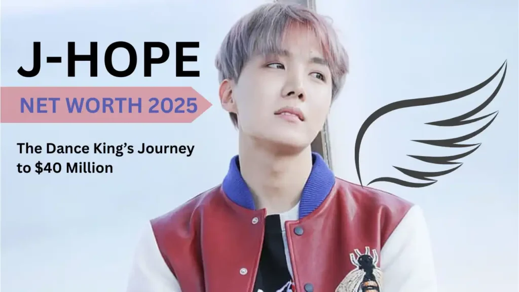 BTS J-Hope Net Worth 2025 infographic showing his $40 million fortune, career highlights, and earnings from music, tours, endorsements, and investments.